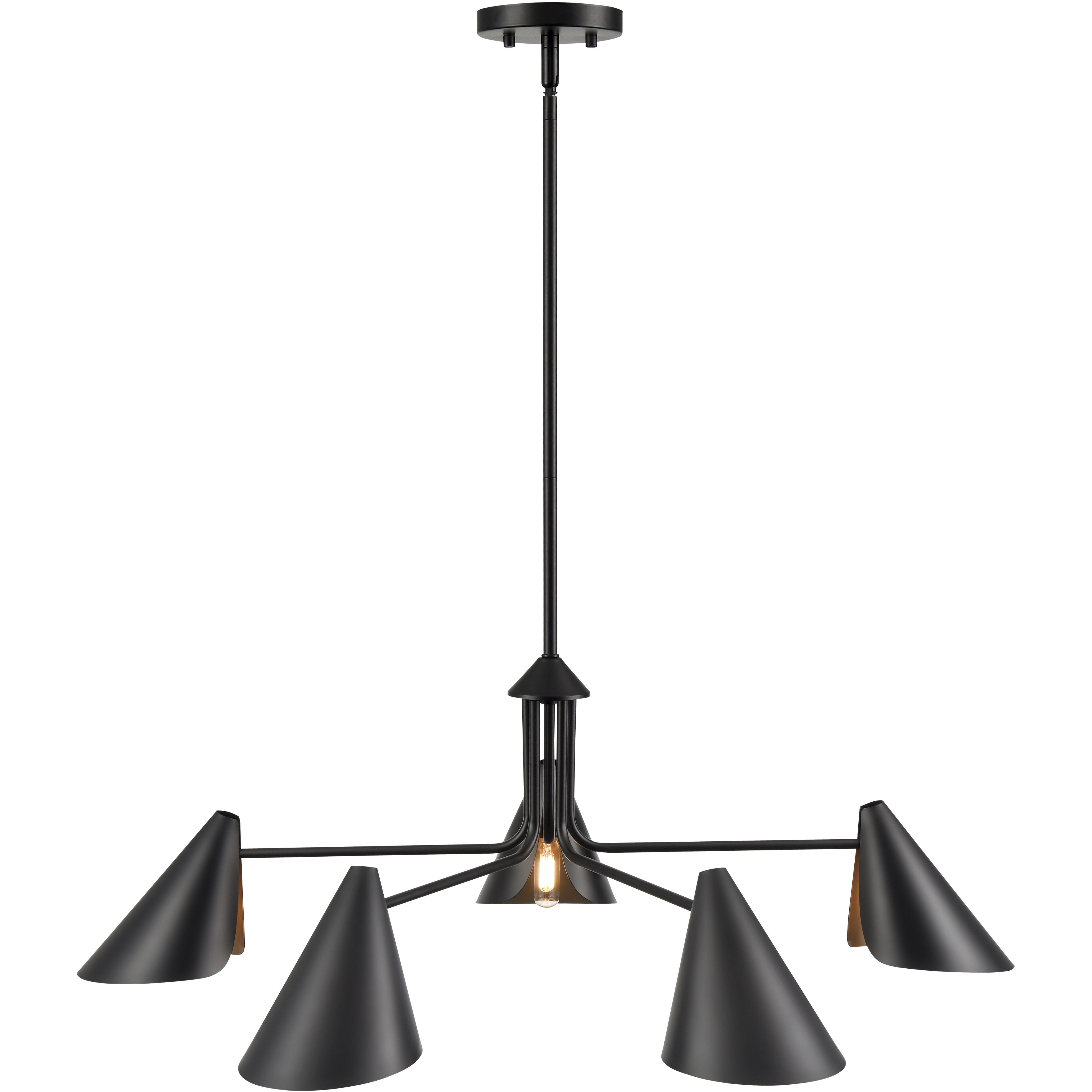 Warhol 5 Light 34 inch Matte Black Chandelier Ceiling Light